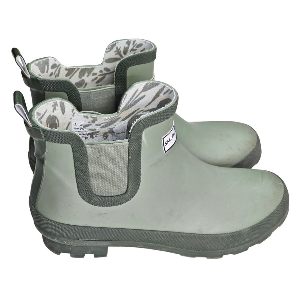 Smith & Hawken Womens Sage Green Ankle Rain Boots Chelsea Rubber Size 7